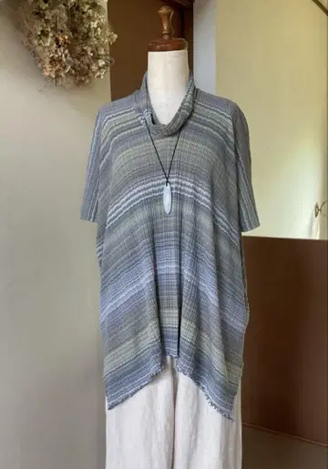 요건 레일 컬러풀 리브 와이드 티셔츠
