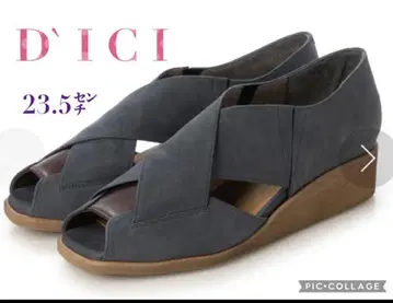 D'ICI 천연 가죽 크로스 벨트 커버 샌들 23.5cm 그레이