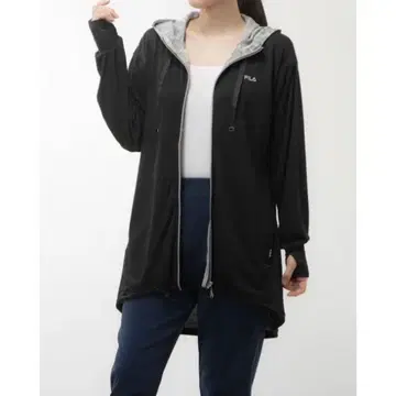 휠라 UV 모드라이크 발수 롱 후드티 블랙 M