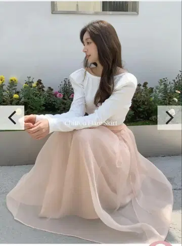 Chiffon Flare Skirt 핑크 프리 사이즈