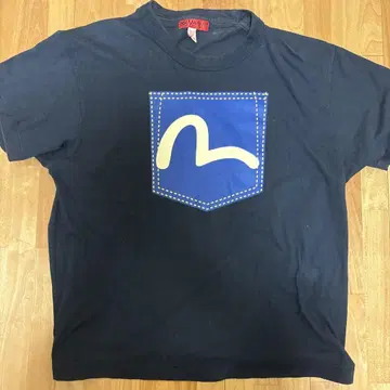 00s EVISU 에비수 카모메 프린트 티셔츠 네이비
