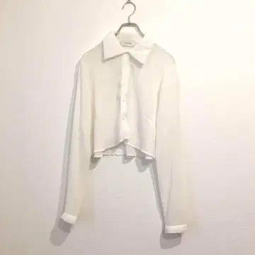 블라우스 긴팔 화이트 셔츠 화이트 숏 기장 겉옷 시스루 비침