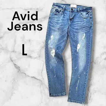 Avid Jeans 데미지 데님 페인트 L 사이즈 스트레치