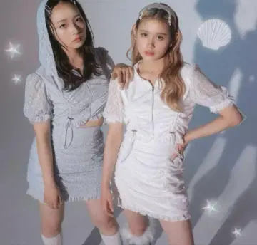 BUBBLES 레이스 후드티 셋업 화이트