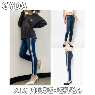 GYDA 제이다 MW 사이드 라인 스키니 데님 팬츠 라인 데님 팬츠