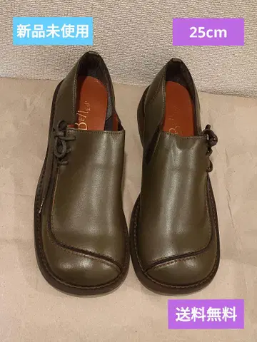 Les Belles 올리브색 여성용 로퍼 가죽 25cm