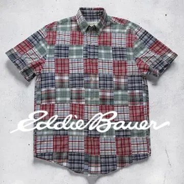 Eddie Bauer 에디 바우어 마드라스 체크 패치워크 반팔 셔츠