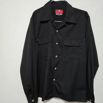 CREAM SODA 스컬 스냅 버튼 셔츠 오픈 카라 셔츠 L 블랙
