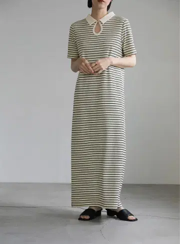 골지 롱 폴로 원피스 아이보리 M/selectmoca