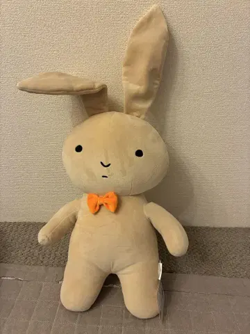 토끼 봉제 인형 약 45cm 오렌지 나비 넥타이 포함