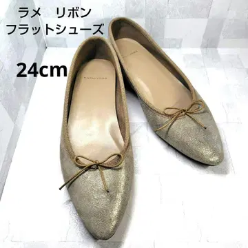 새상품급! 카시야마 KASHIYAMA 페탄코 펌프스 라메 리본 24cm