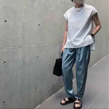 LOHEN 로헨 2턱 새틴 팬츠 36 그린