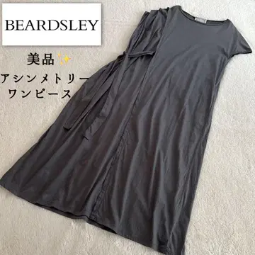 새상품급 BEARDSLEY 비대칭 컷 티셔츠 롱 원피스 그레이
