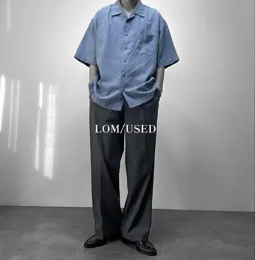 [구제 의류] 오버 사이즈 오픈 카라 셔츠 짙은 블루