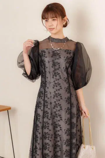 캐서린 로스 오간자 퍼프 슬리브 드레스