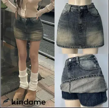 kindame 그라데이션 데님 미니 스커트
