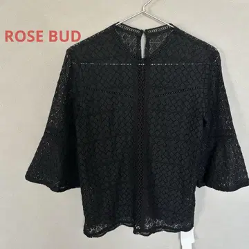 ROSE BUD 로즈 버트 전체 레이스 플레어 슬리브 7부 소매 블랙 F