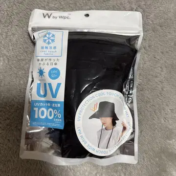 Wpc. UV 차단 접촉 냉감 와이드 챙 모자 블랙