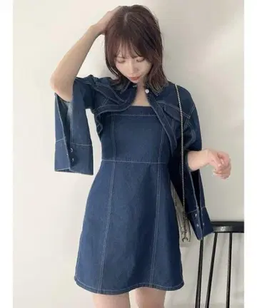 다즐린 dazzlin 데님 셋업 셔츠 스커트