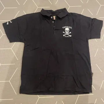 vanson 블랙 피케 셔츠 스컬 자수  xl