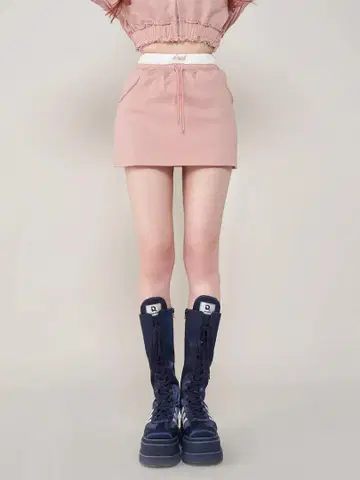 다리치 허리 레이스 맨투맨 미니 스커트 PNK F