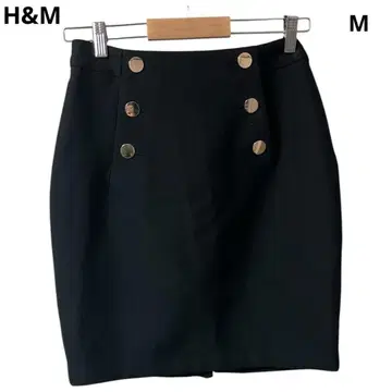 H&M/타이트 스커트/38/블랙/백 스트리트/금속 버튼