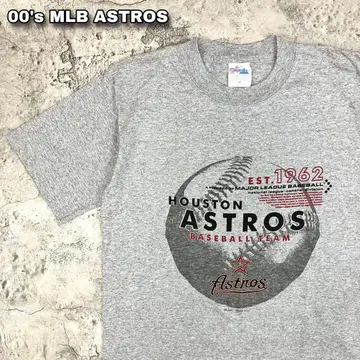00s MLB 애스트로스 티셔츠 마제스틱 구제 의류 빅 로고 그레이