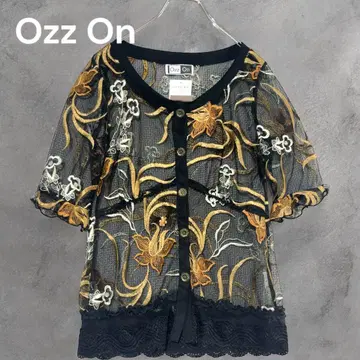 새상품 OzzOn 오즈온 튤 시스루 자수 가디건 레이스