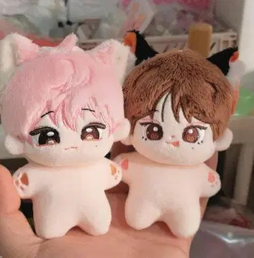 고양이 귀 봉제 인형 2개 세트