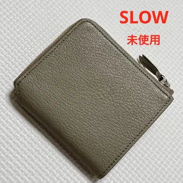미사용 SLOW 슬로우 가죽 접이식 지갑 카키 그레이