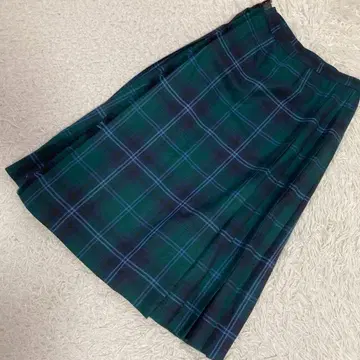 Aquascutum 체크 무늬 랩 스커트 그린 F 청순 내추럴