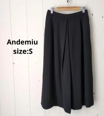 안데뮤 턱 안감 스카초 와이드 팬츠 블랙 S 예쁜