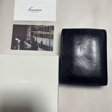 lemma 가죽 접이식 지갑 네이비