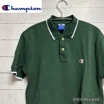 Champion 다크 그린 사슴 무늬 피케 셔츠 M 사이즈