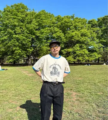 바이컬러 반팔 프린트 티셔츠 링거 티 nugu