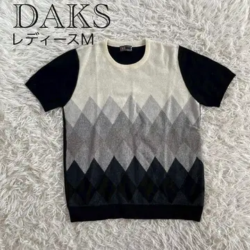 DAKS 아가일 무늬 스웨터 반팔 니트 탑