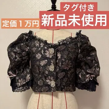 스완 키스 DR 빈티지 J/Q TOPS 자카드 네이비 꽃무늬 자수