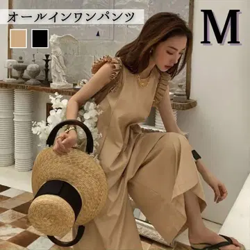 살로펫 올인원 여성용 블랙 M 사이즈 어깨 프릴 귀여운