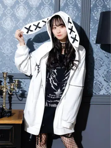 2WAY 토끼 귀 유니섹스 지퍼 쭈리 후드티