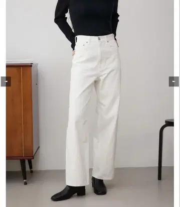 AZUL XS 하이웨스트 와이드 데님 화이트