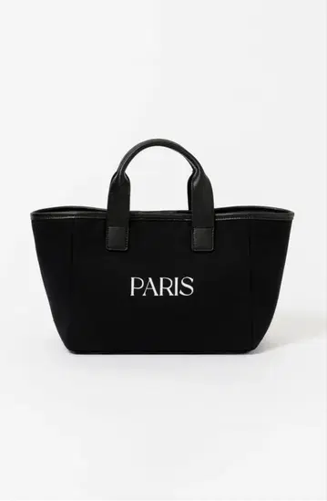 PARIS 로고 블랙 숄더 토트 백
