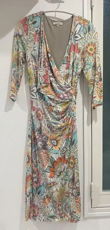 ETRO 꽃무늬 7부 소매 카슈쿨 원피스 40