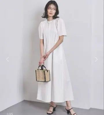 유나이티드 애로우즈 오픈 백 퍼프 슬리브 원피스