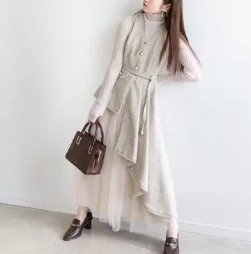 RANDA 얇은 명주 레이어드 자켓 원피스