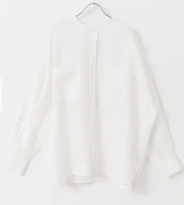 카구레 린넨 더블 포켓 와이드 셔츠 화이트