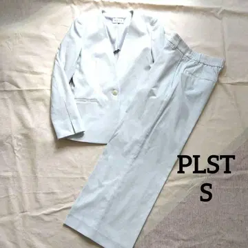 PLST 플라스테 노카라 팬츠 수트 S 라이트 그레이 면마 혼방