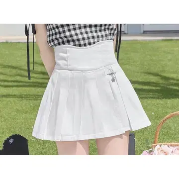 미셸 마카롱 데님 치마바지 화이트