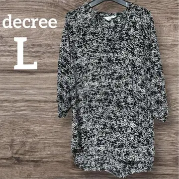 decree 꽃무늬 오분 소매 튜닉 L 사이즈 뒷면 길게