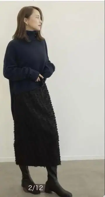 soaire 프린지 스커트 블랙