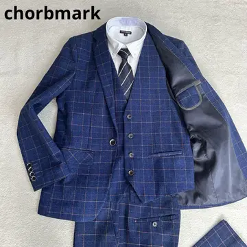 chorbmark 쓰리피스 수트 윈도우 펜 체크 파랑 S